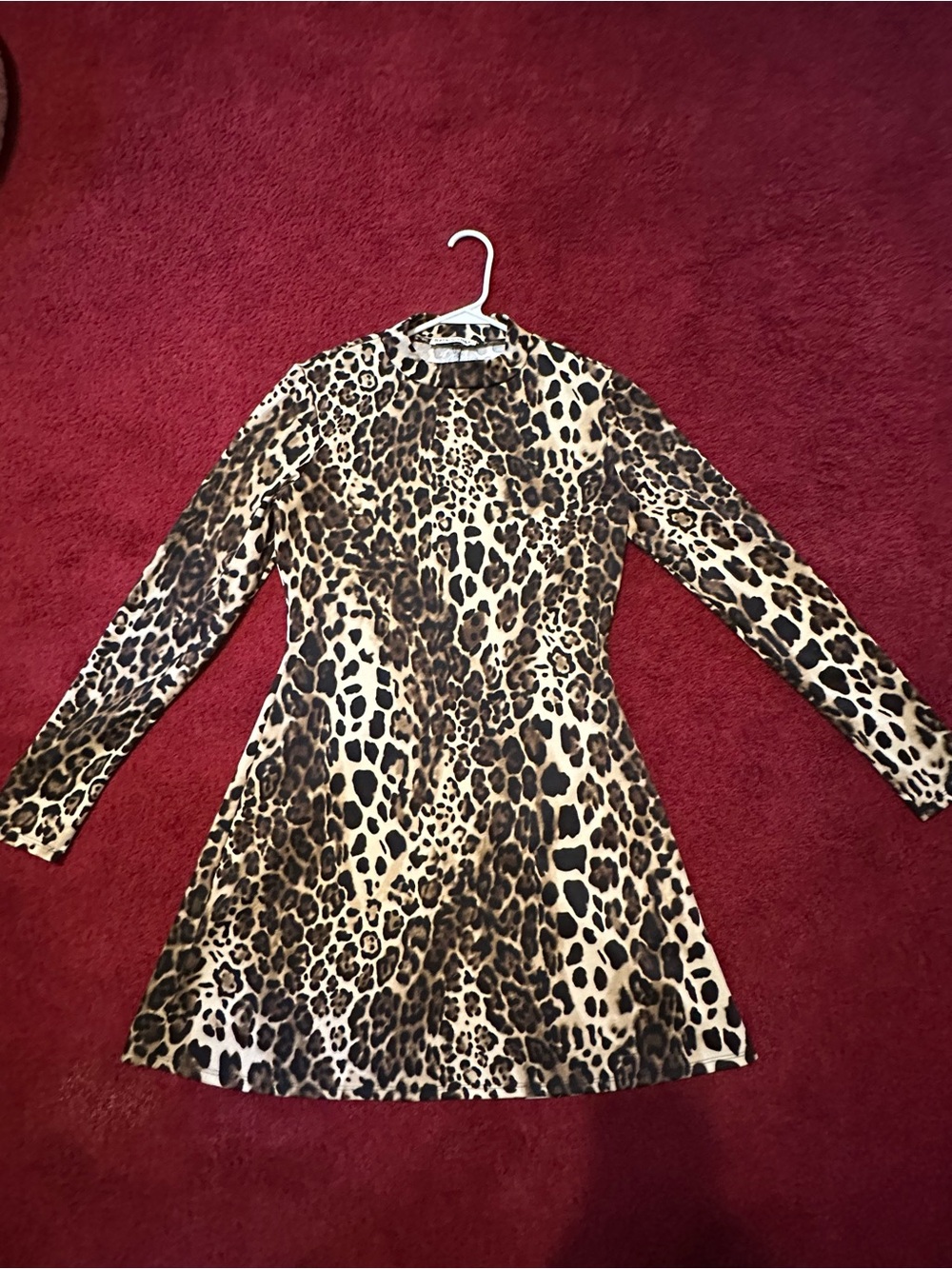 Reformation Leopard-Print Long Sleeve Dress in Tan & Black